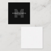Retro Moderne Naam/Naam Bewerkbaar Monogram Zwart  Informatiekaartje (Voorkant / Achterkant)