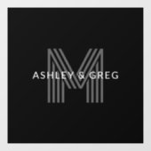 Retro Moderne Naam/Naam Bewerkbaar Monogram Zwart Raamsticker (Vel)