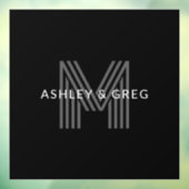 Retro Moderne Naam/Namen Bewerkbaar Monogram Zwart Raamsticker (Vel 3)