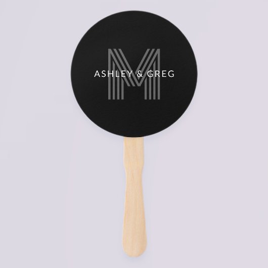 Retro Moderne Naam/s Bewerkbaar Monogram Zwart & G Handwaaier