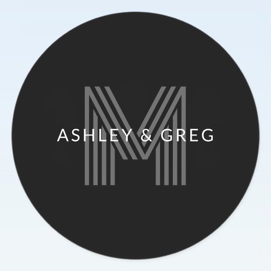 Retro Moderne Naam/s Bewerkbaar Monogram Zwart & G Labels