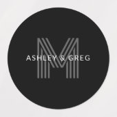 Retro Moderne Naam/s Bewerkbaar Monogram Zwart & G Labels (Design 1)