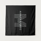 Retro Moderne Naam/s Bewerkbaar Monogram Zwart & G Wandkleed (Voorkant (horizontaal))