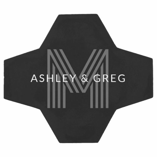 Retro Moderne Nom/s Monogramme modifiable Noir et  (Plat)