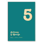 Rétro moderne | Numéro de table Turquoise (Dos)