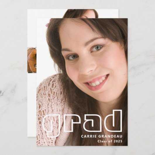 Rétro moderne | Photo Grad Faire-part (Devant / Derrière)