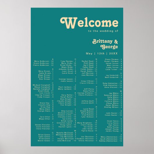 Rétro moderne | Poster Turquoise de siège alphabét (Devant)