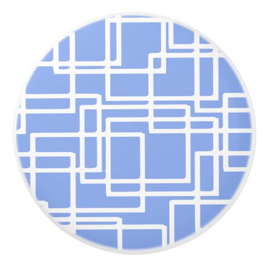 Retro moderne rechthoeken op Summer Sky Blue Keramische Knop (Voorkant)