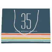 Retro Moderne Regenboog Strepen Verjaardag 35e Groot Cadeauzakje (Voorkant)