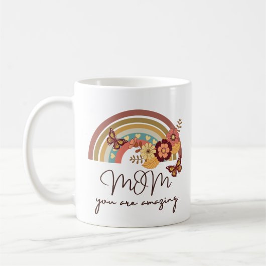 Retro Moderne regenboogventilator, MOM dat je gewe Koffiemok (Links)