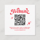 Retro Moderne Rood & Wit QR Code Trouwwebsite Informatiekaartje (Voorkant)