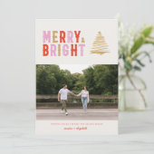 RETRO MODERNE ROSE MERRY & BRIGHT | 1 CARTE PHOTO (Debout devant)