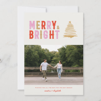 RETRO MODERNE ROSE MERRY & BRIGHT | 1 CARTE PHOTO