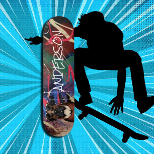 Retro Moderne Schattigee Gepersonaliseerde familie Skateboard