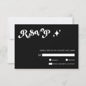 Retro Moderne Slanke Zwarte Huwelijk RSVP Kaarten (Voorkant)