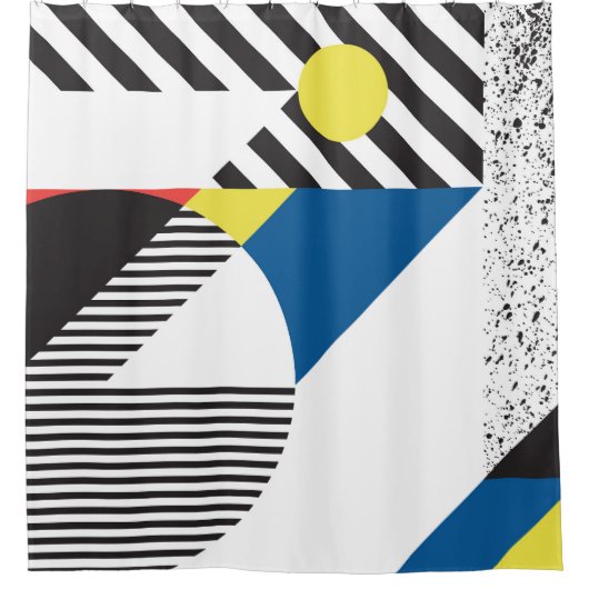 Retro Moderne Stijl Achtergrond Ontwerp Douchegordijn (Voorkant)