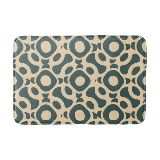Retro Moderne Turquoise en Crème Geometrisch Abstr Badmat