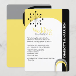 Retro Moderne uitnodiging voor een huwelijk in de