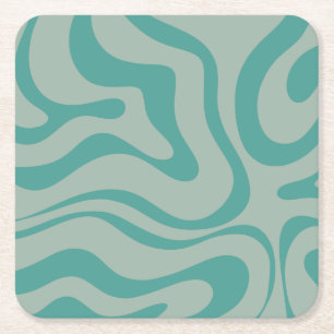 Retro Moderne Vloeibare Draai Abstract Patroon Tea Vierkante Kartonnen Onderzetter