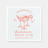 Retro moderne vrijgezellenfeest blauwe papieren se servet (Voorkant)