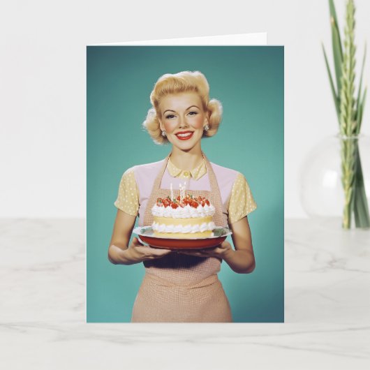 Retro Moeder met een Feestcake (Voorkant)