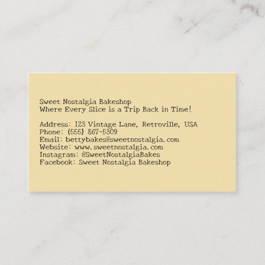 Retro moeder met een feestelijke taart visitekaartje (Achterkant)