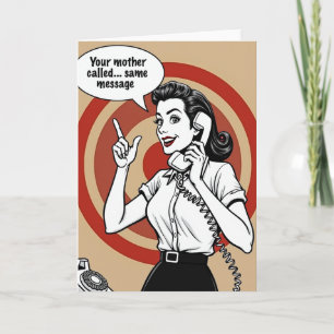Retro Moeder Telefoongesprek Kaart