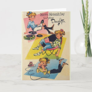 Retro Moederdag Kaart van Dochter
