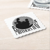 Retro Moederdag Silhouette Kartonnen Onderzetters (Gebogen)