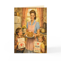 Retro Moederdag wenskaart in de stijl van de jaren