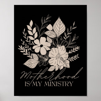 Retro Moederschap Is Mijn Dienst Mama Bloemen Chri Poster