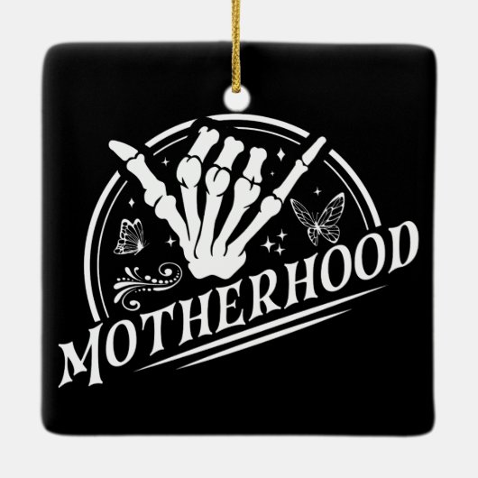 Retro Moederschap Rock Skelet Sarcastische Moeder Keramisch Ornament (Achterkant)