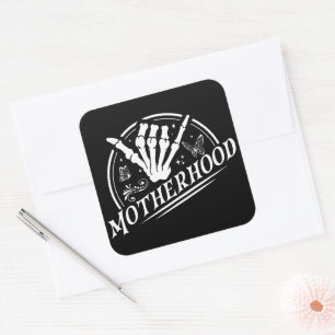 Retro Moederschap Rock Skelet Sarcastische moeder Vierkante Sticker