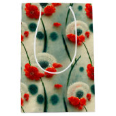 Retro Mohnblumen  Mittlere Geschenktüte Medium Cadeauzakje (Voorkant)