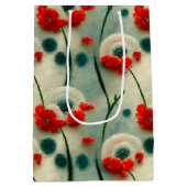 Retro Mohnblumen  Mittlere Geschenktüte Medium Cadeauzakje (Achterkant)