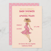 Retro Mommy Blonde Baby shower Party Invitation (Devant / Derrière)
