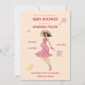Retro Mommy Brunette2 Baby shower Party Invitation (Devant)