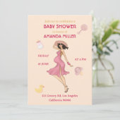 Retro Mommy Brunette2 Baby shower Party Invitation (Debout devant)