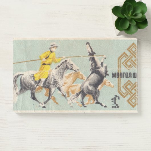 Retro mongoliaanse postzegel met galvanisering post-it® notes (Kantoor)