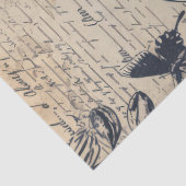 Retro monochrome inktstempel vlinderbloemig tissuepapier (Detail)