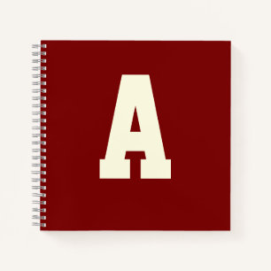 Retro monogram alfa bordeauxroom crème notitieboek