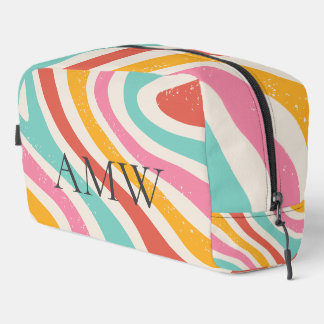 Retro Monogram Colorful Wavy Stripes Zipper Pouch Toilettasje