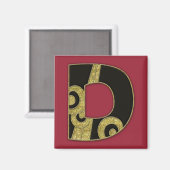 retro monogram - D Magneet (Voorkant / Achterkant)
