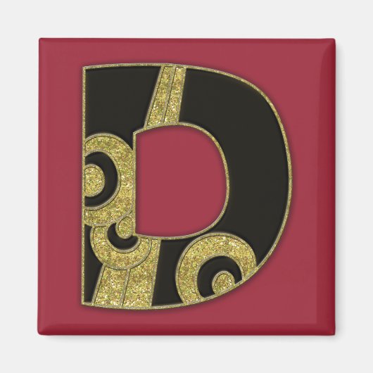 retro monogram - D Magneet (Voorkant)