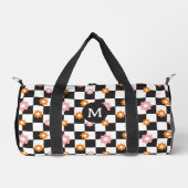 Retro Monogram Daisy Flower Checkerboard Patroon Plunjezak (Voorkant)