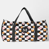 Retro Monogram Daisy Flower Checkerboard Patroon Plunjezak (Voorkant)