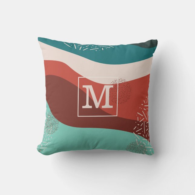 Retro Monogram gepersonaliseerd Sierkussen (Voorkant)