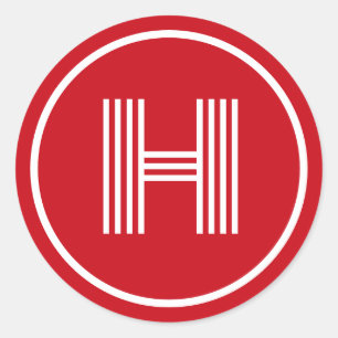 Retro Monogram Initiaal Venetiaans Rood Ronde Sticker