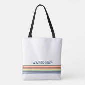 Retro Monogram Minimalistische Strepen Draagtas (Achterkant)