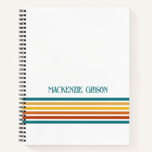 Retro Monogram Minimalistische Strepen Notitieboek